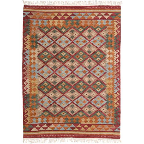 rugvista kilim adana tappeto - multicolore / rosso scuro 140x200