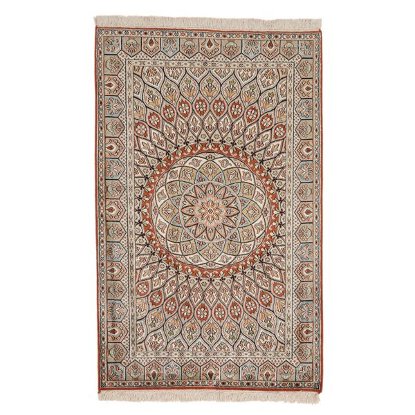 annodato a mano. provenienza: india kashmir puri di seta tappeto 79x125