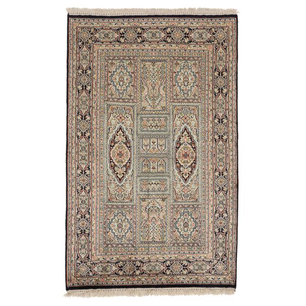 annodato a mano. provenienza: india kashmir puri di seta tappeto 80x128