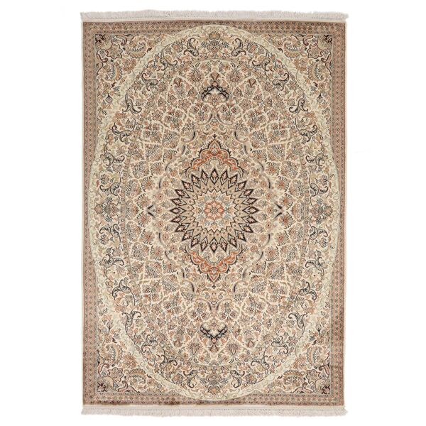 annodato a mano. provenienza: india kashmir puri di seta tappeto 128x188