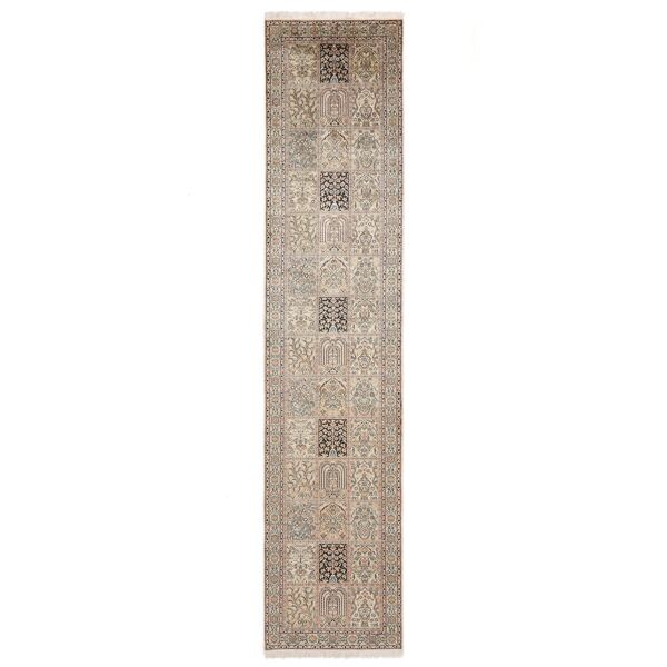 annodato a mano. provenienza: india kashmir puri di seta tappeto 81x365