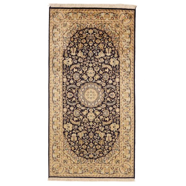annodato a mano. provenienza: india kashmir puri di seta tappeto 77x150