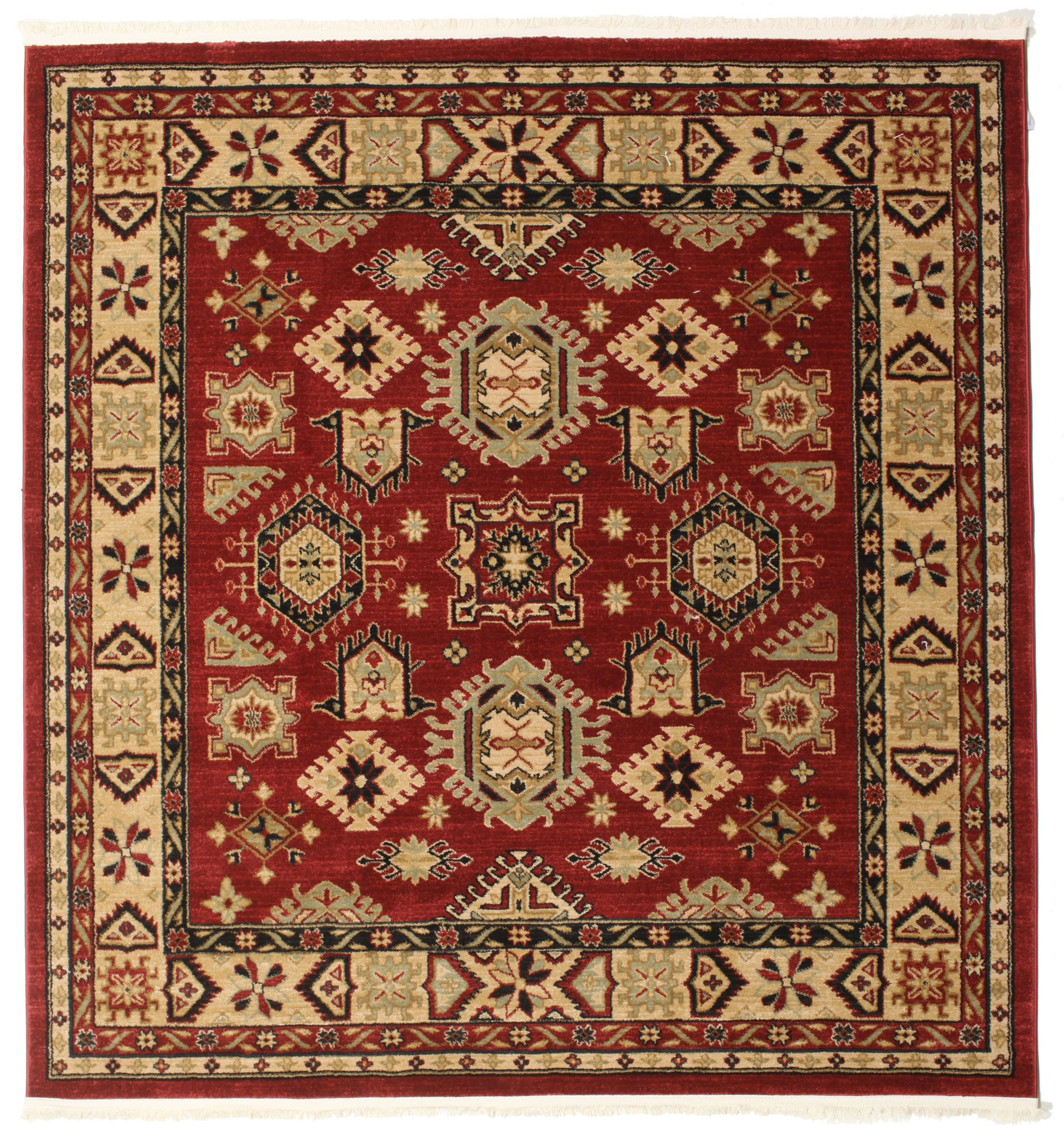 rugvista shirvan kazak tappeto - rosso / beige 200x200