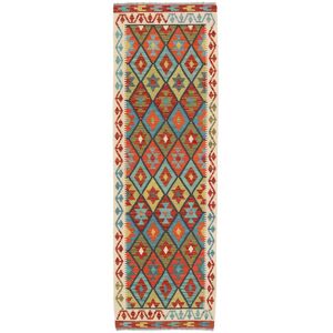 Annodato A Mano. Provenienza: Afghanistan Tappeto Orientale Kilim Afghan Old Style Tappeto 76x242 Passatoie Rosso Scuro/verde (lana, Afghanistan)