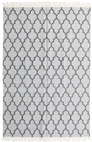 Annodato a mano. Provenienza: India 140X200 Tappeto Bambù Di Seta Kilim Tappeto Moderno Grigio Chiaro/Grigio (Lana/Seta Di Bambù,India)