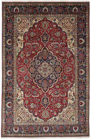 Annodato a mano. Provenienza: Persia / Iran Tabriz Tappeto 204X306 Persiano Tappeto Di Lana Nero/Rosso Scuro Tappeto