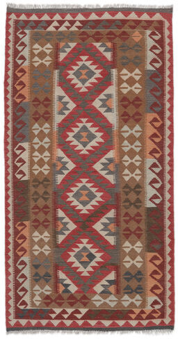 Annodato a mano. Provenienza: Afghanistan 105X204 Tappeto Kilim Afghan Old Style Tappeto Orientale Marrone/Rosso Scuro (Lana, Afghanistan)