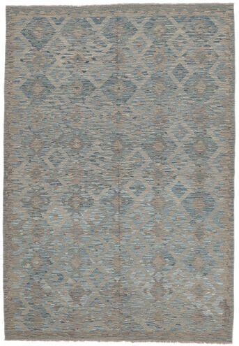 Annodato a mano. Provenienza: Afghanistan 204X295 Tappeto Orientale Kilim Afghan Old Style Tappeto Grigio Scuro/Giallo Scuro (Lana, Afghanistan)