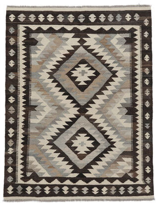 Annodato a mano. Provenienza: Afghanistan 148X192 Tappeto Orientale Kilim Afghan Old Style Tappeto Nero/Marrone (Lana, Afghanistan)