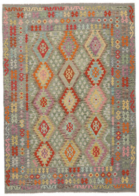 Annodato a mano. Provenienza: Afghanistan Tappeto Kilim Afghan Old Style Tappeto 209X293 Giallo Scuro/Marrone (Lana, Afghanistan)