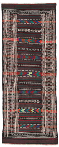 Annodato a mano. Provenienza: Afghanistan 110X278 Tappeto Afghan Vintage Kilim Tappeto Orientale Passatoie Nero/Marrone (Lana, Afghanistan)