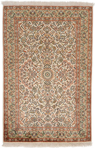 Annodato a mano. Provenienza: India Tappeto Cachemire Puri Di Seta Tappeto 72X128 Marrone/Beige (Seta, India)