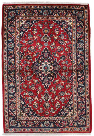 Annodato a mano. Provenienza: Persia / Iran 105X150 Tappeto Keshan Tappeto Orientale Nero/Rosso Scuro (Lana, Persia/Iran)