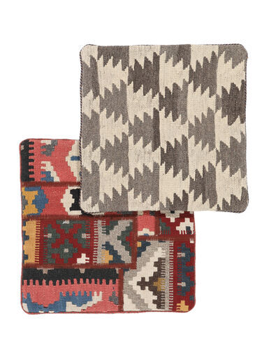 Annodato a mano. Provenienza: Persia / Iran 50X50 Tappeto Orientale Patchwork Pillowcase - 2 Pack Quadrato Beige/Marrone (Lana, Persia/Iran)