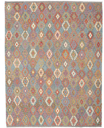 Annodato a mano. Provenienza: Afghanistan 312X395 Tappeto Orientale Kilim Afghan Old Style Tappeto Grigio Scuro/Marrone Grandi (Lana, Afghanistan)