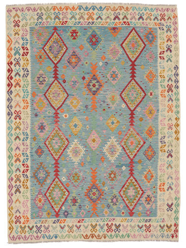 Annodato a mano. Provenienza: Afghanistan 254X346 Tappeto Orientale Kilim Afghan Old Style Tappeto Grigio Scuro/Arancione Grandi (Lana, Afghanistan)