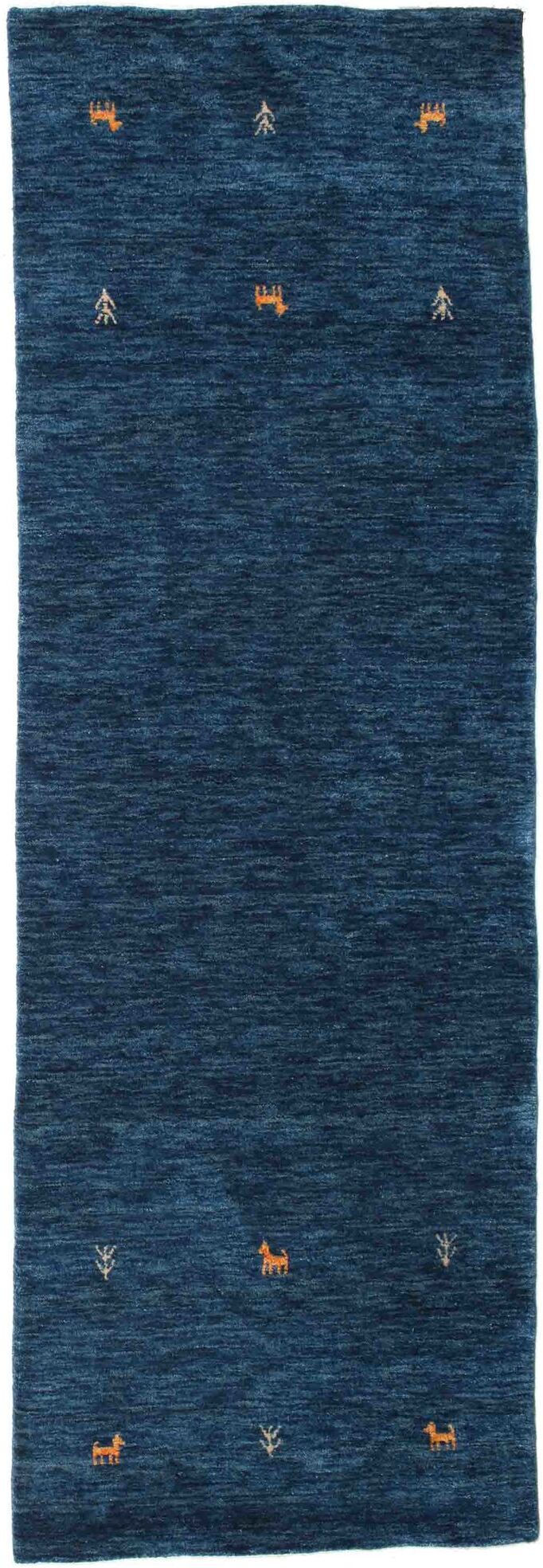 RugVista Gabbeh loom Two Lines Tappeto - Blu scuro 80x250