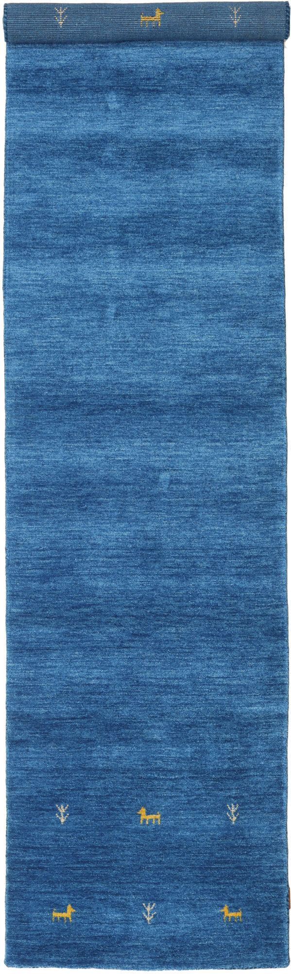 RugVista Gabbeh loom Two Lines Tappeto - Blu 80x450
