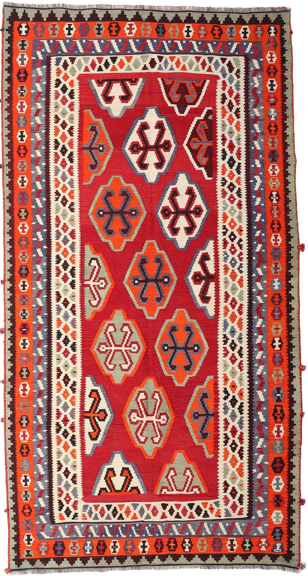 Annodato a mano. Provenienza: Persia / Iran Kilim Vintage Tappeto 154x295