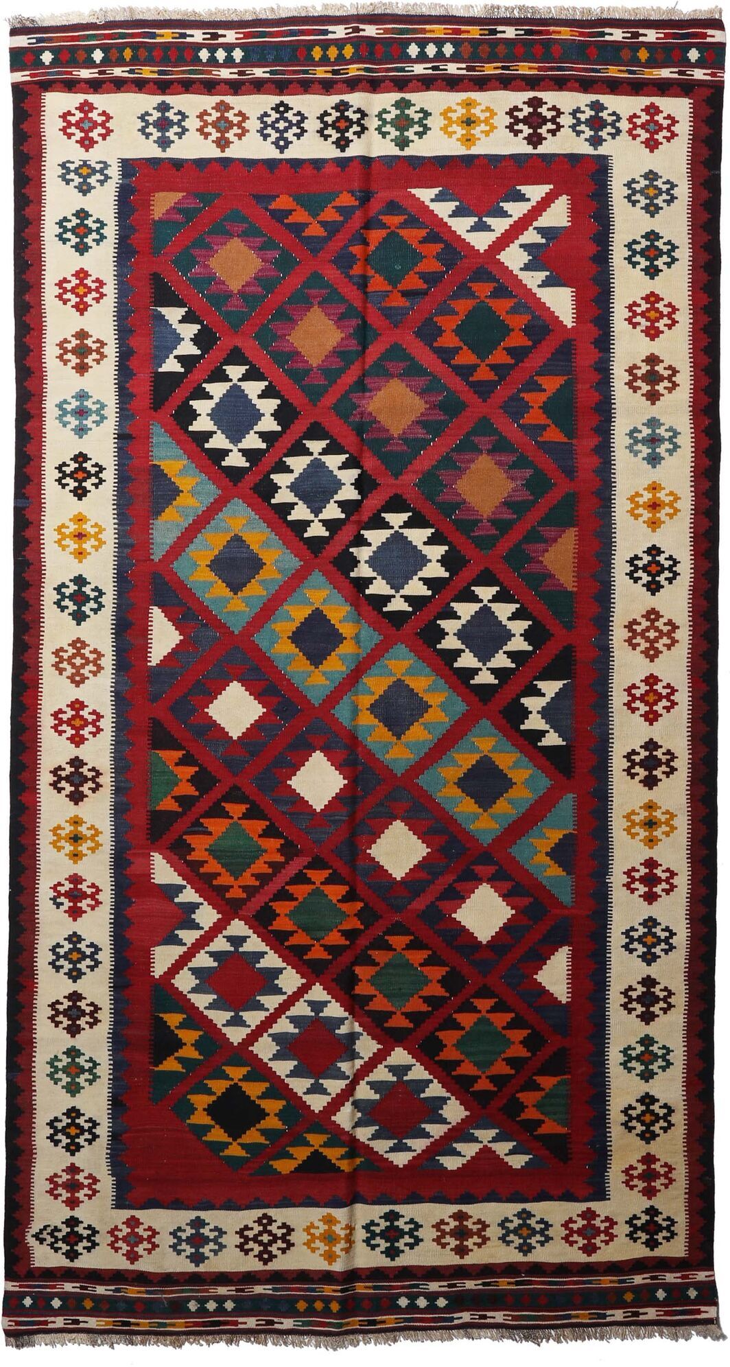 Annodato a mano. Provenienza: Persia / Iran Kilim Vintage Tappeto 154x286