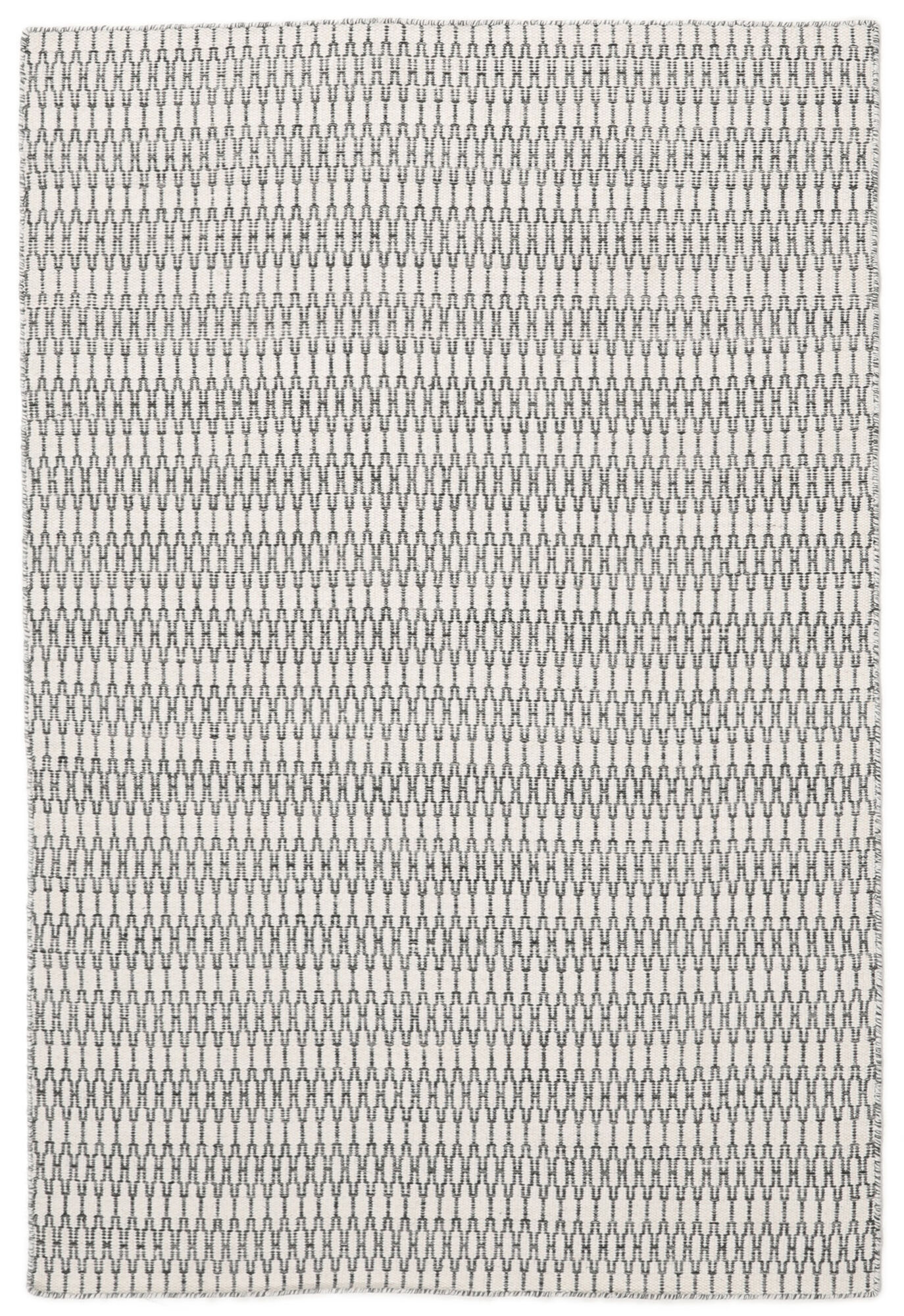 Annodato a mano. Provenienza: India Kilim Long Stitch Tappeto - Bianco crema / Nero 160x230