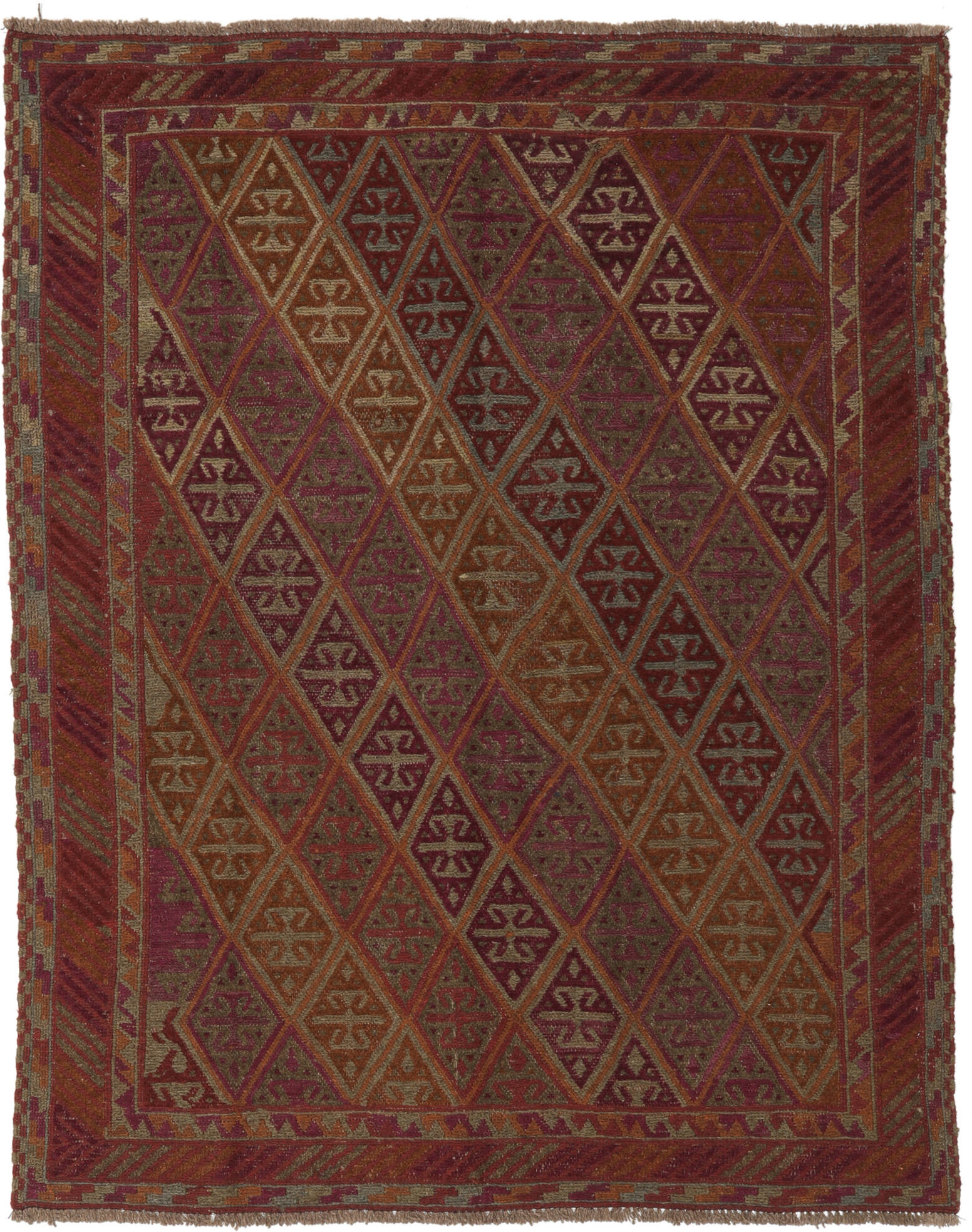 Annodato a mano. Provenienza: Afghanistan Kilim Golbarjasta Tappeto 140x175