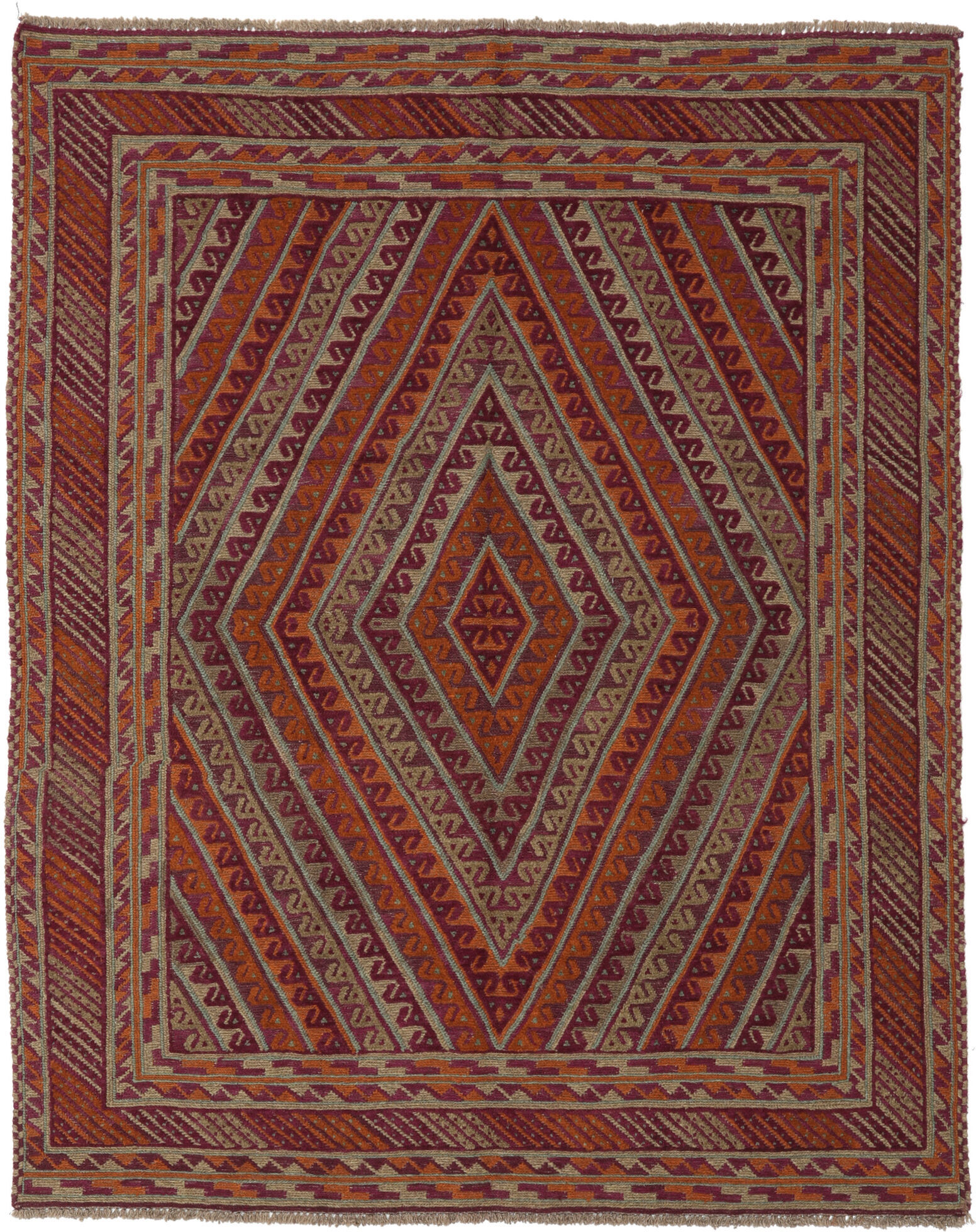 Annodato a mano. Provenienza: Afghanistan Kilim Golbarjasta Tappeto 153x185