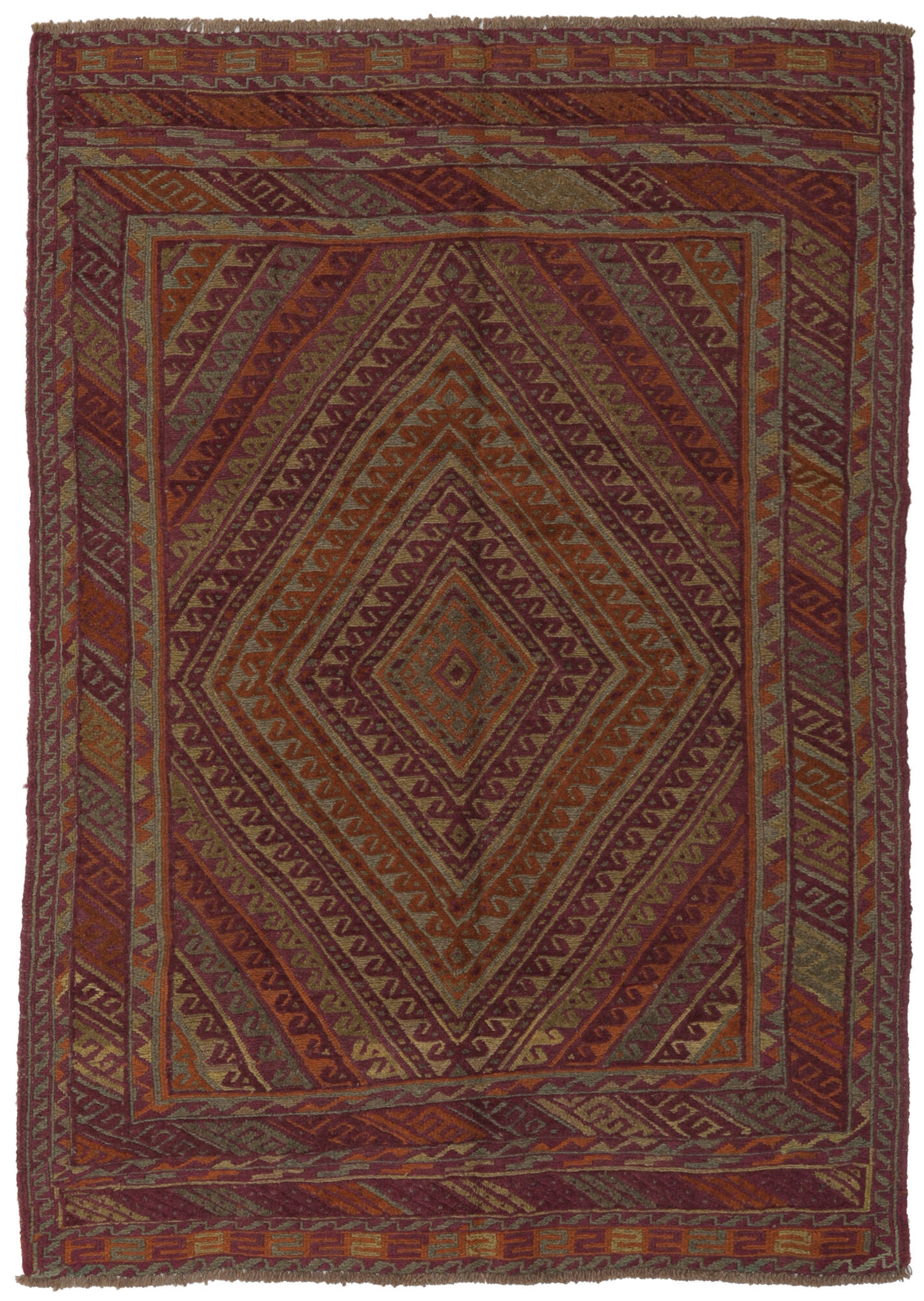 Annodato a mano. Provenienza: Afghanistan Kilim Golbarjasta Tappeto 138x187