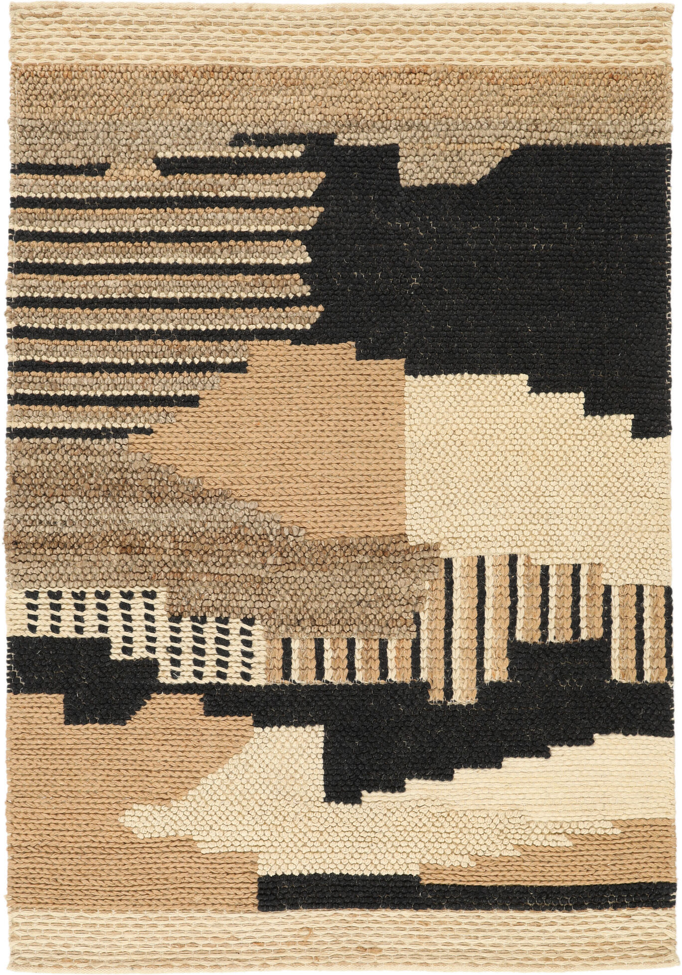 Annodato a mano. Provenienza: India Farrow Jute Tappeto - Beige / Nero 140x200