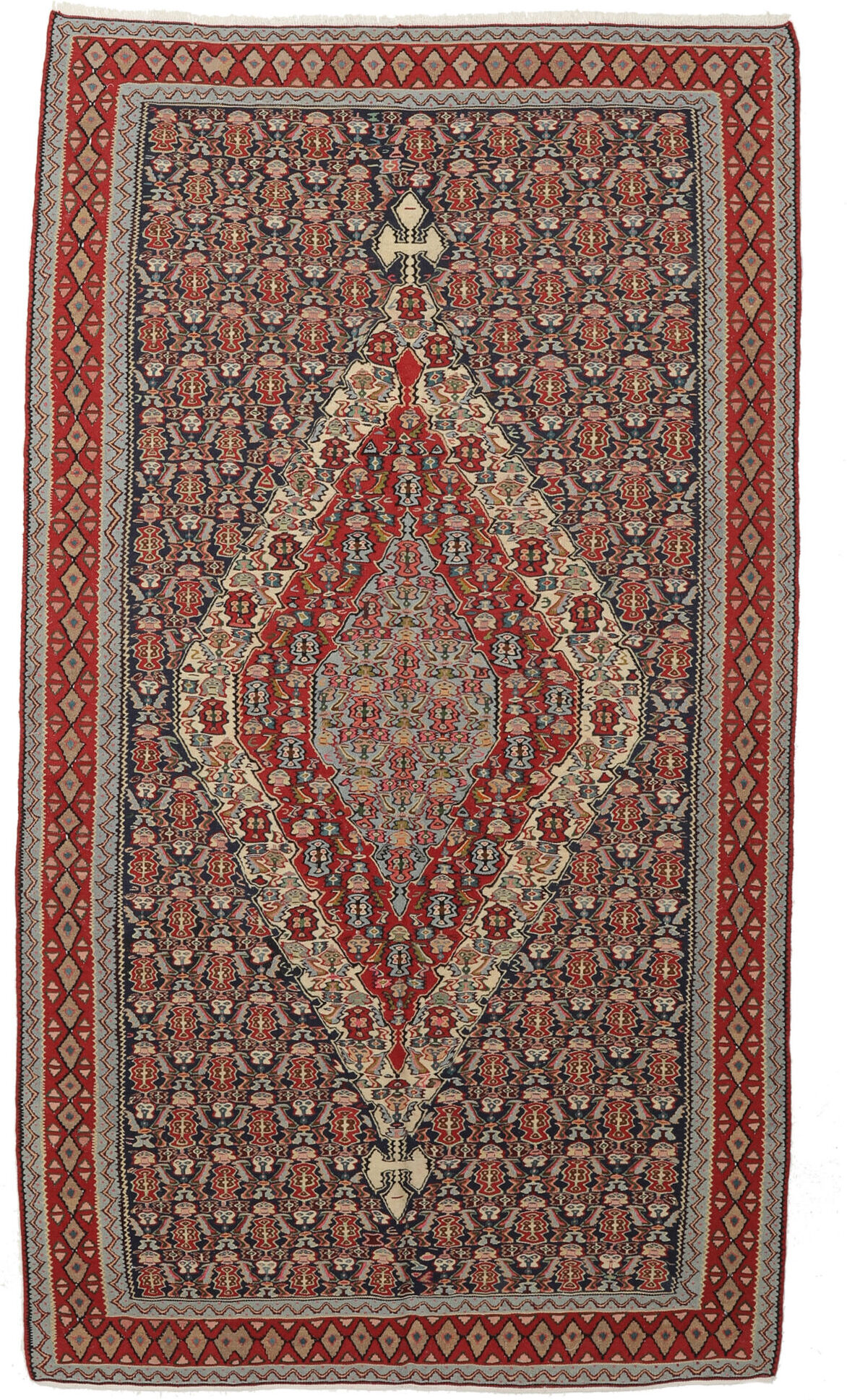 Annodato a mano. Provenienza: Persia / Iran Kilim Senneh Fine Tappeto 141x252