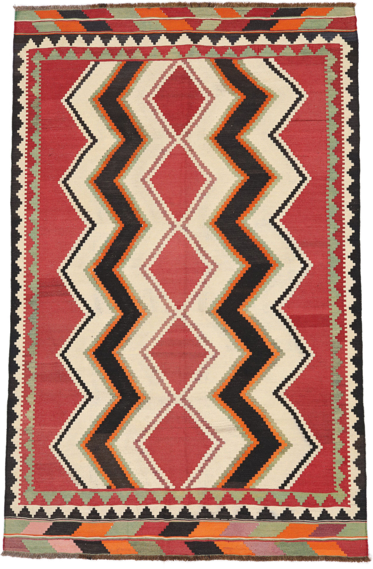 Annodato a mano. Provenienza: Persia / Iran Kilim Vintage Tappeto 155x244