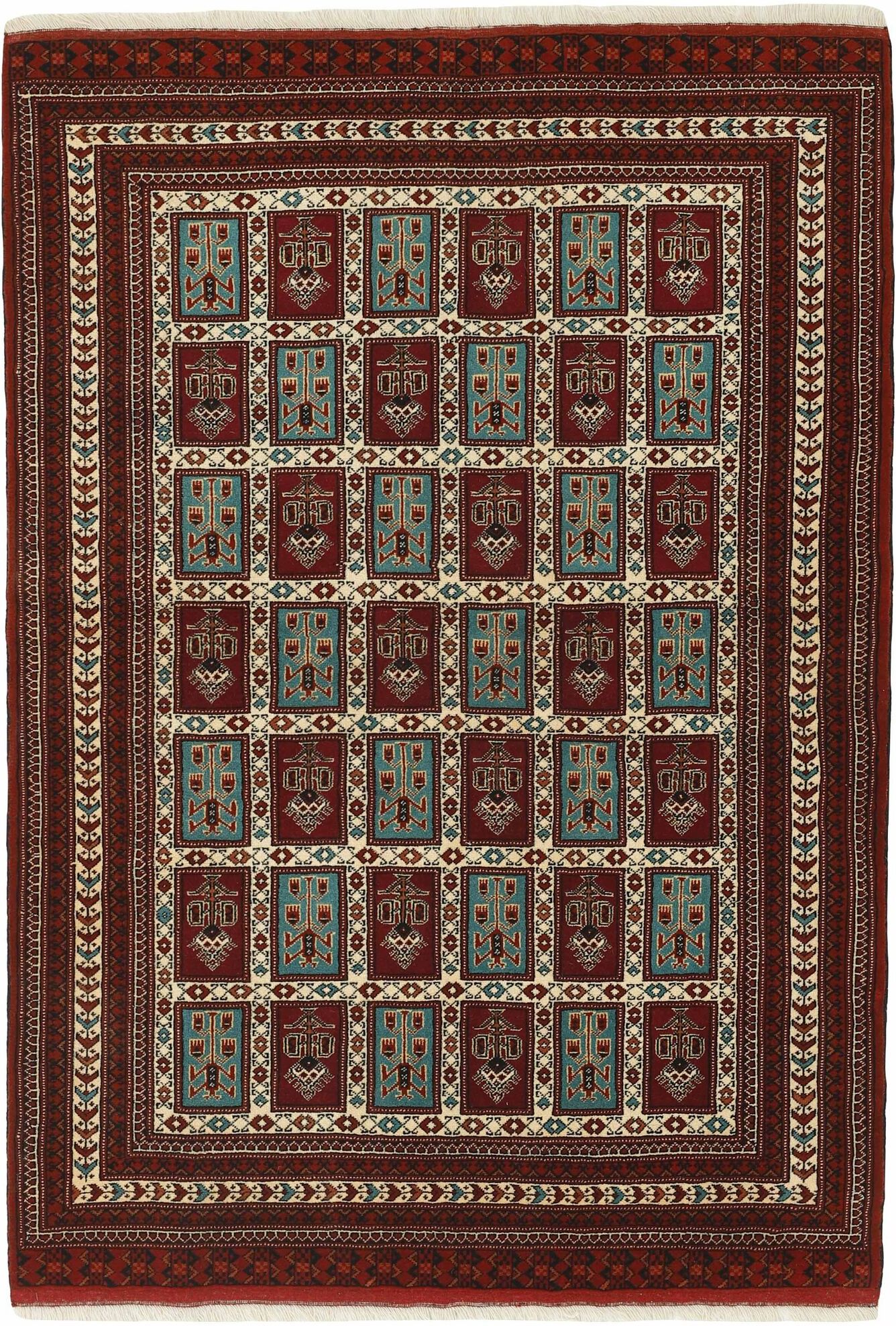 Annodato a mano. Provenienza: Persia / Iran Torkaman Fine Tappeto 137x194