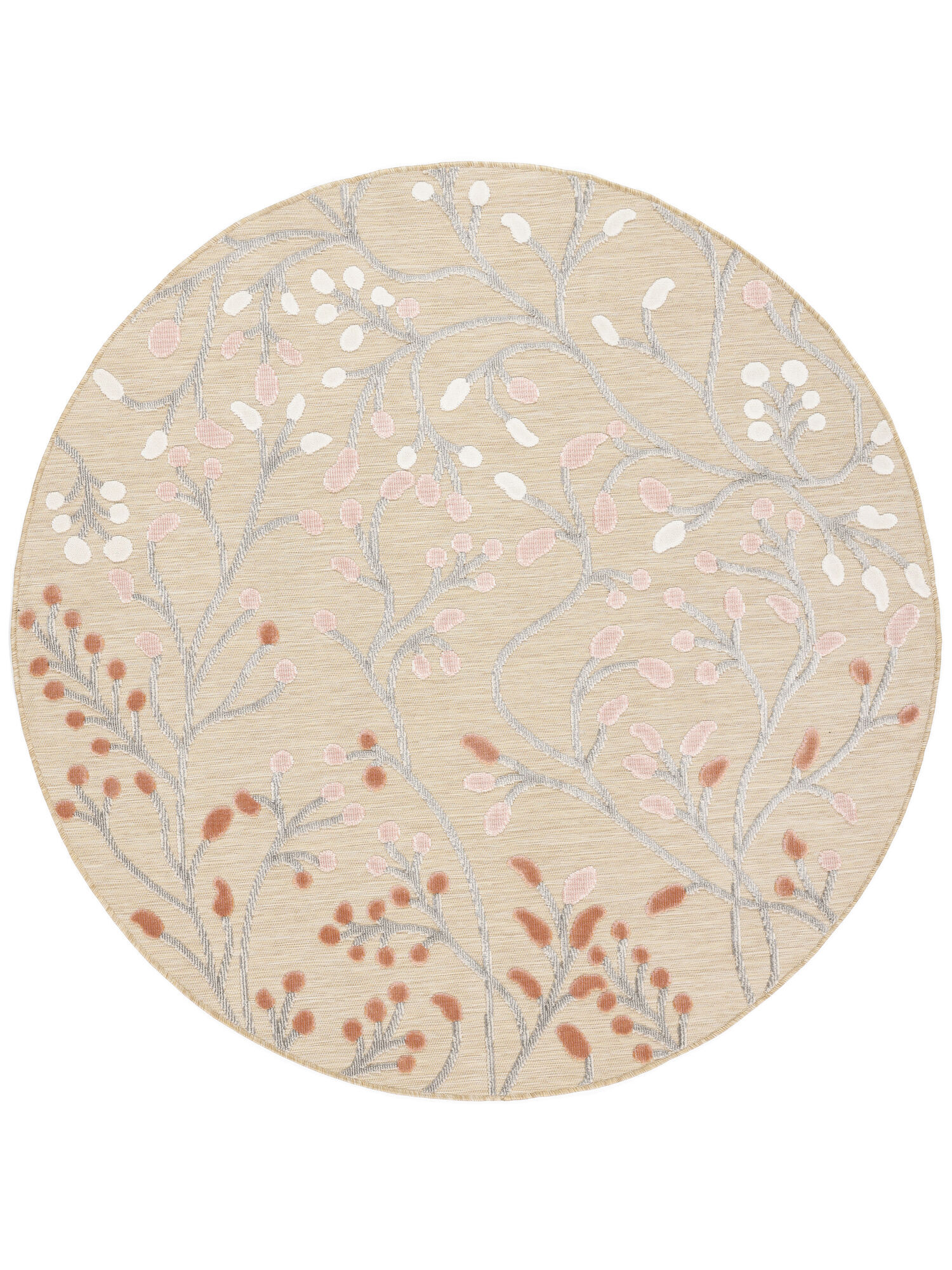 RugVista Garden Tappeto - Beige / Rosa  Ø 150