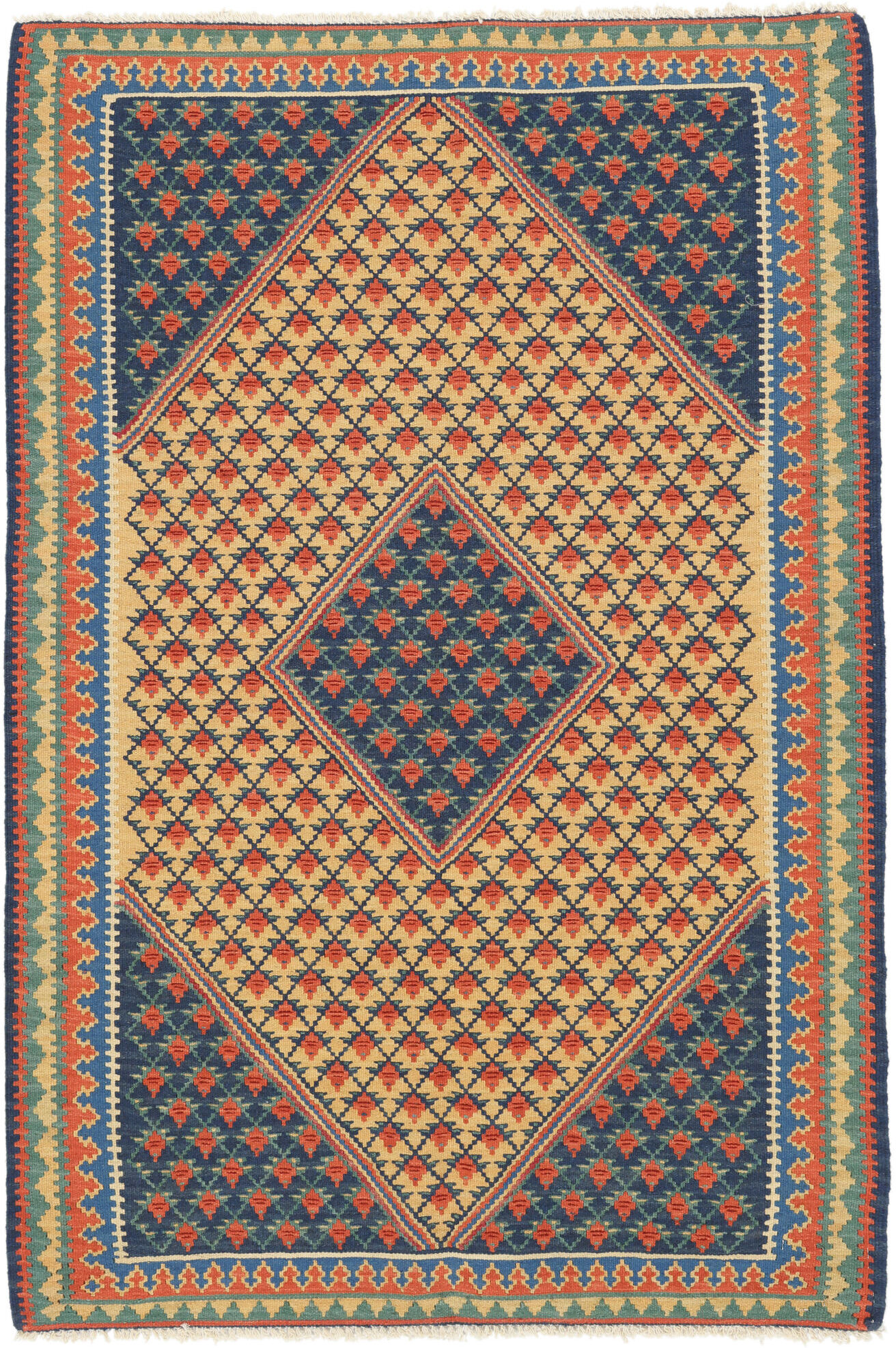 Annodato a mano. Provenienza: Persia / Iran Kilim Senneh Fine Tappeto 104x153