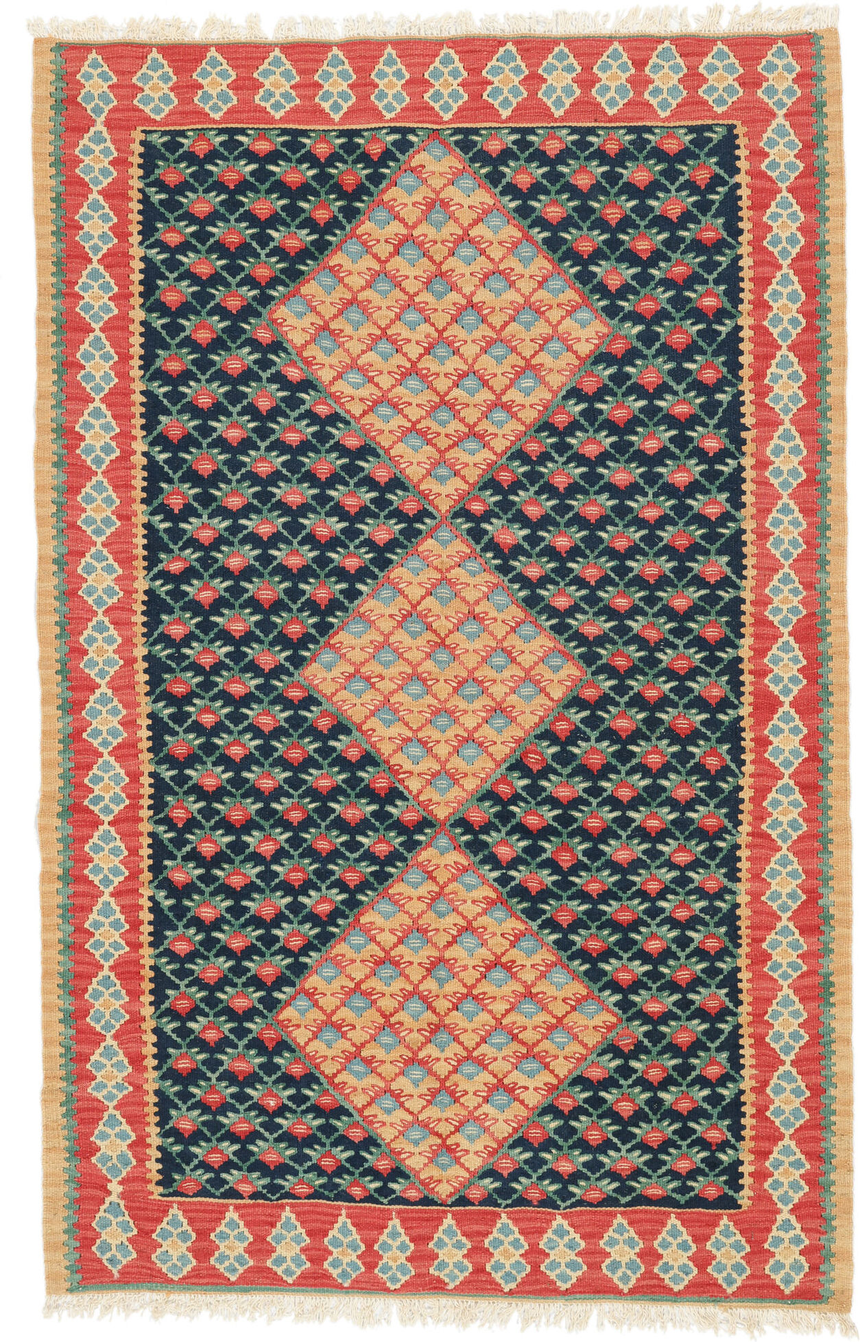 Annodato a mano. Provenienza: Persia / Iran Kilim Senneh Fine Tappeto 100x155