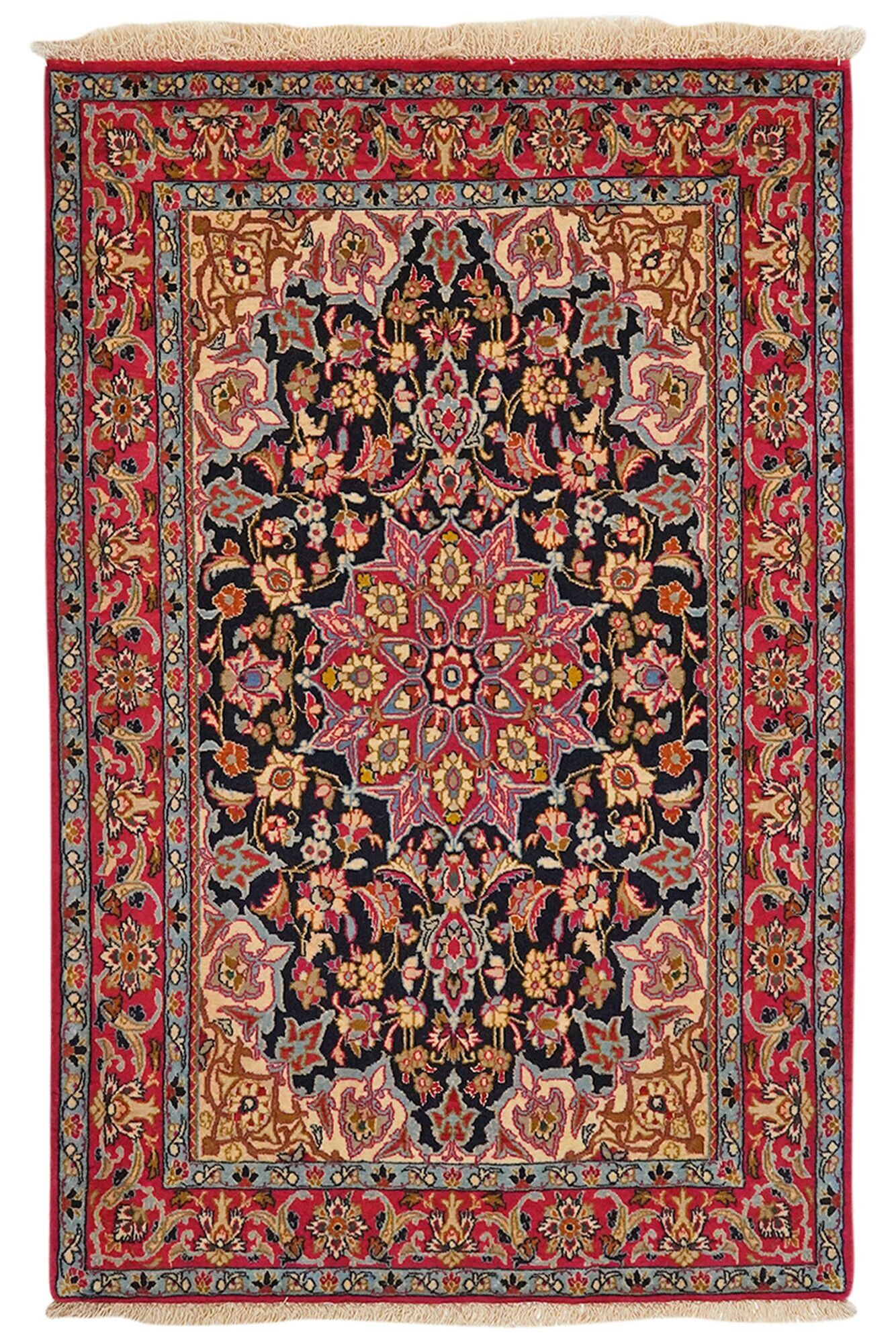Annodato a mano. Provenienza: Persia / Iran Isfahan di seta ordito Tappeto 79x119
