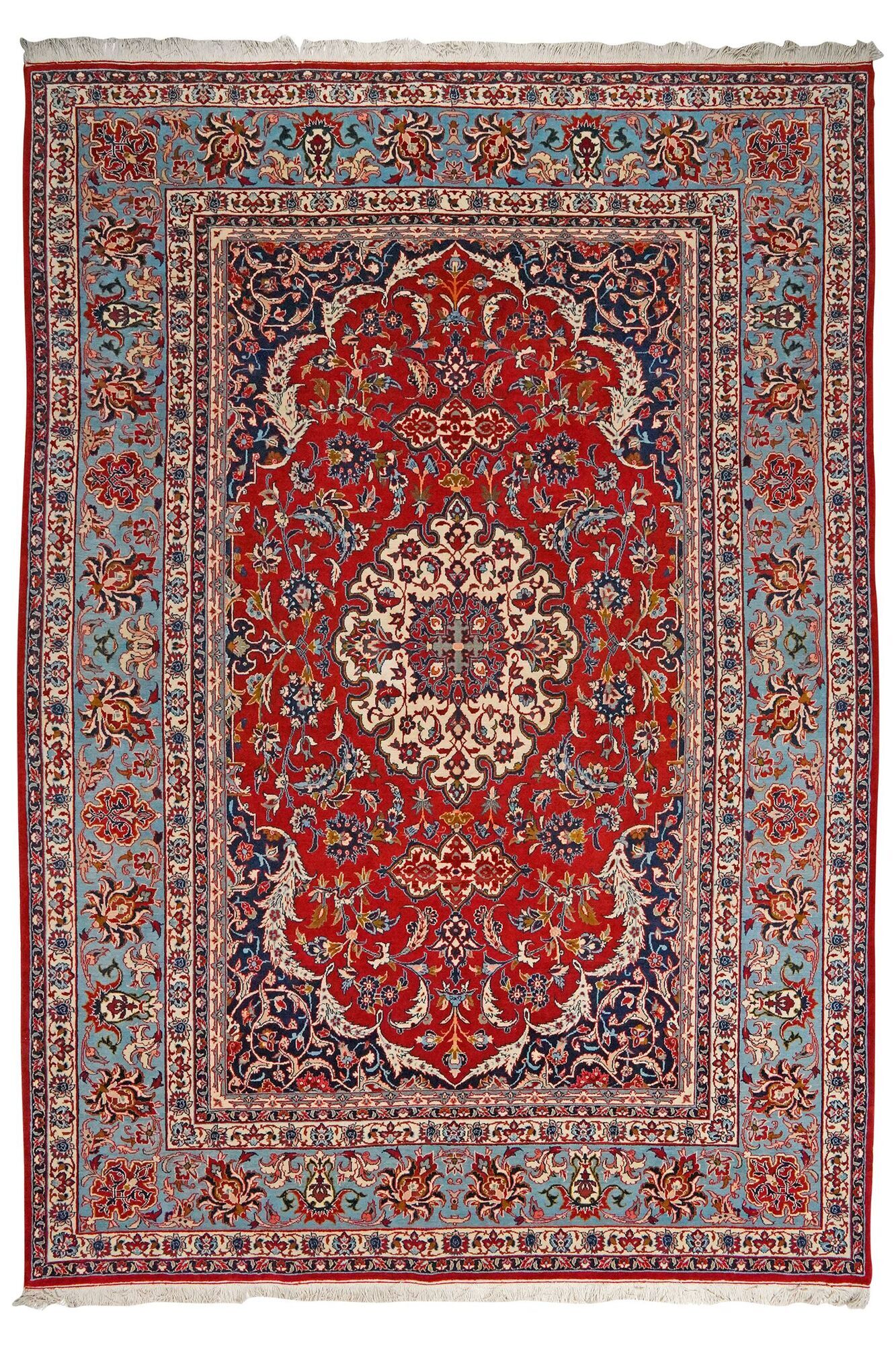 Annodato a mano. Provenienza: Persia / Iran Isfahan di seta ordito Tappeto 210x300
