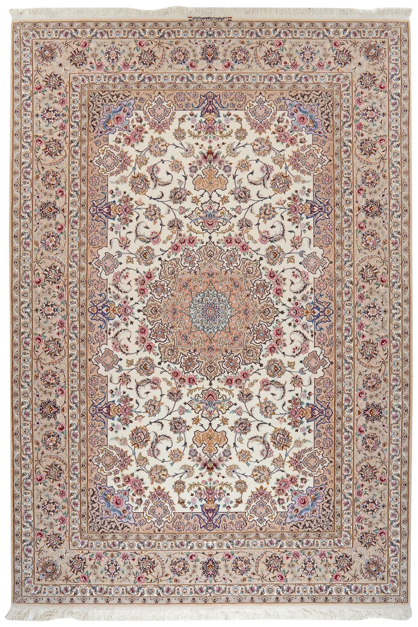 Annodato a mano. Provenienza: Persia / Iran Isfahan di seta ordito Tappeto 208x305