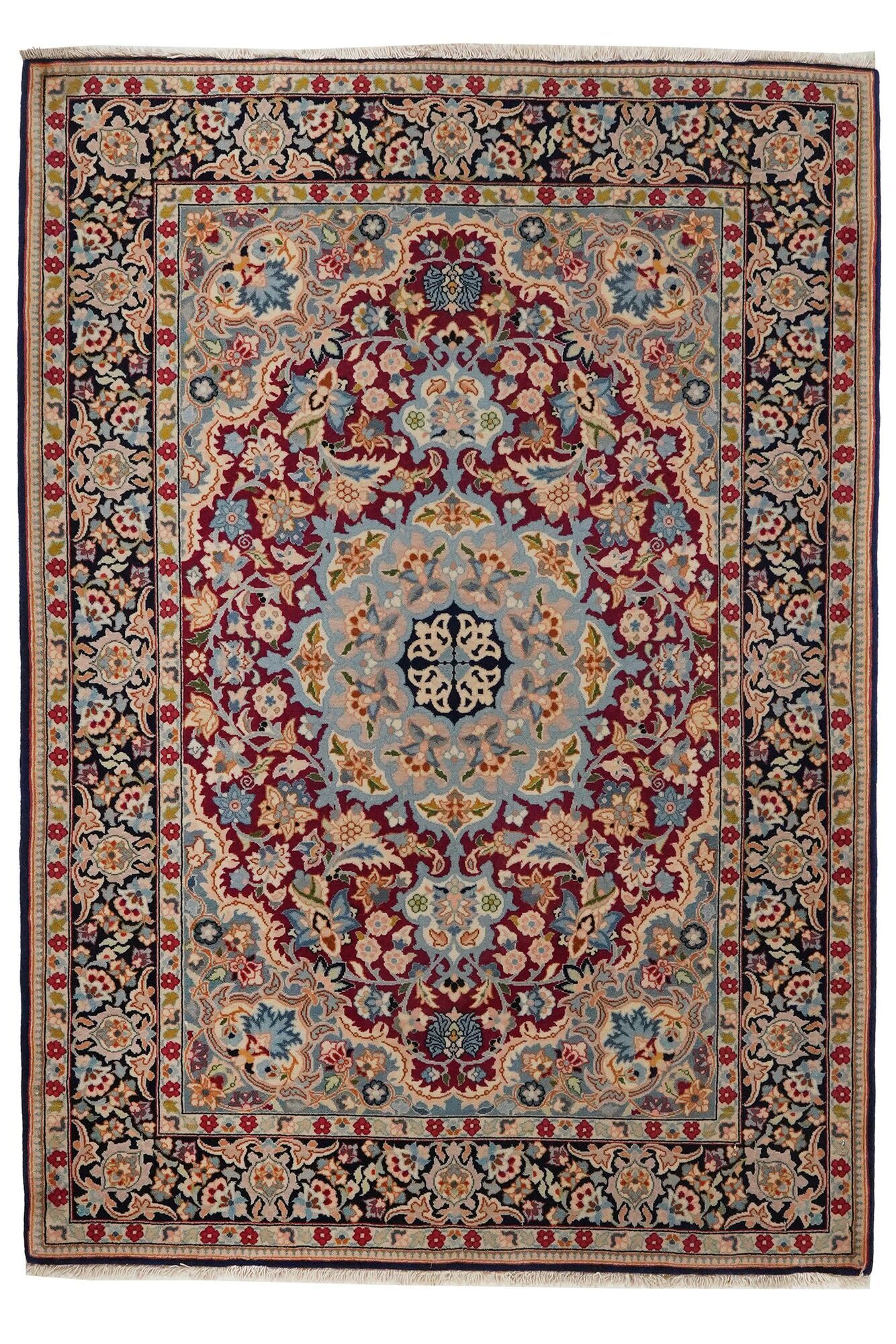 Annodato a mano. Provenienza: Persia / Iran Isfahan di seta ordito Tappeto 76x108