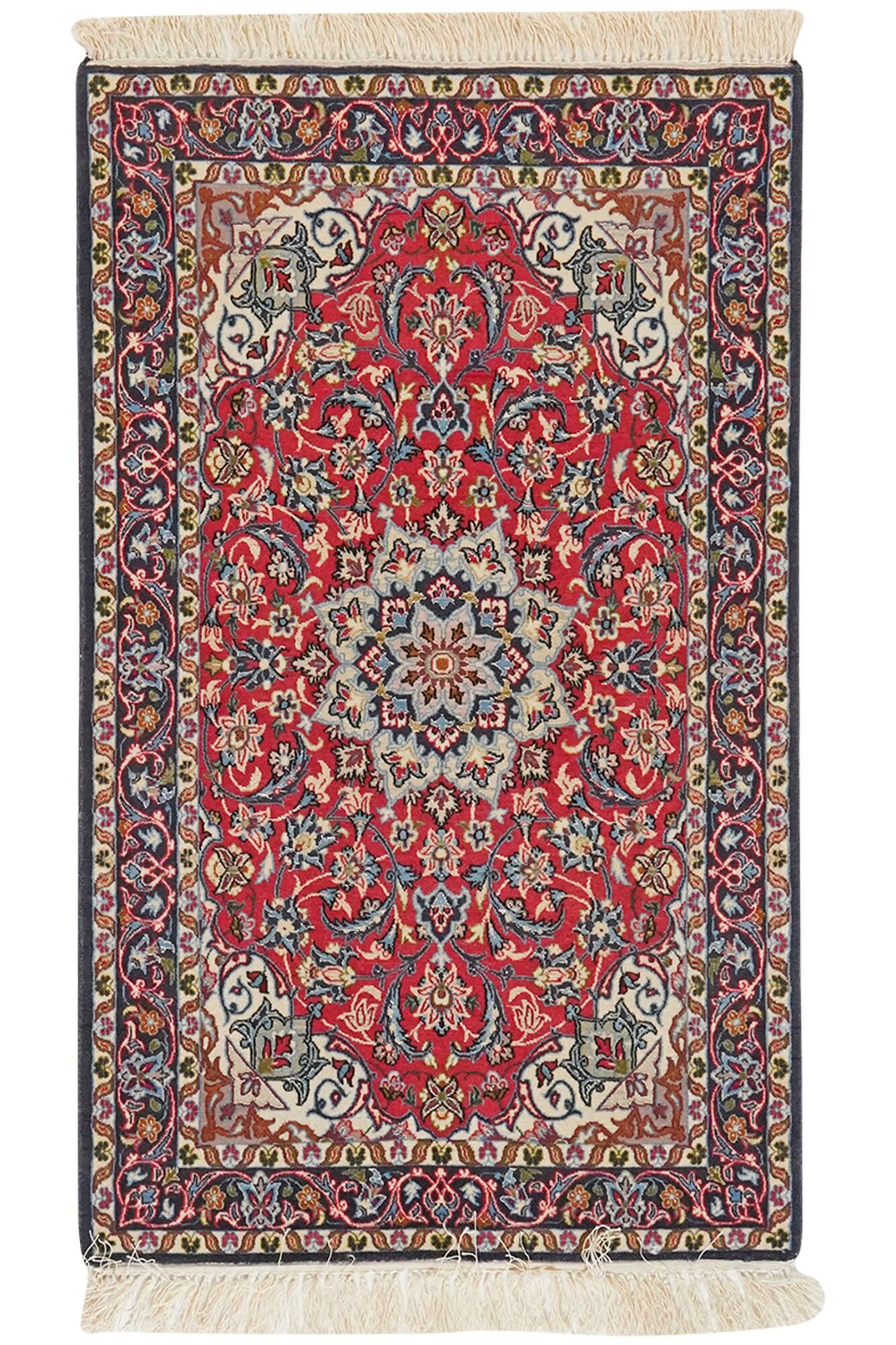 Annodato a mano. Provenienza: Persia / Iran Isfahan di seta ordito Tappeto 70x114