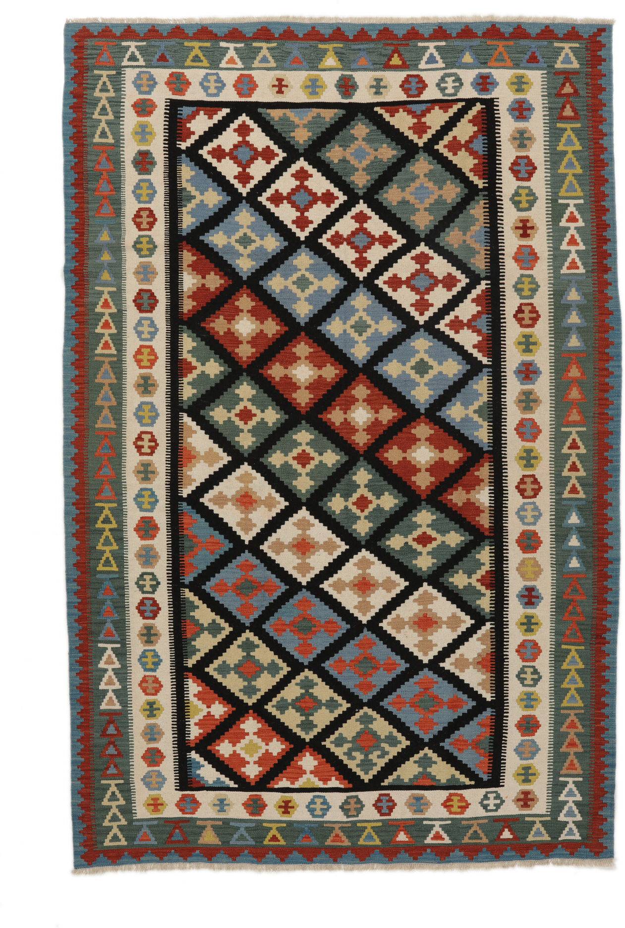 Annodato a mano. Provenienza: Persia / Iran Kilim Fars Tappeto 207x317