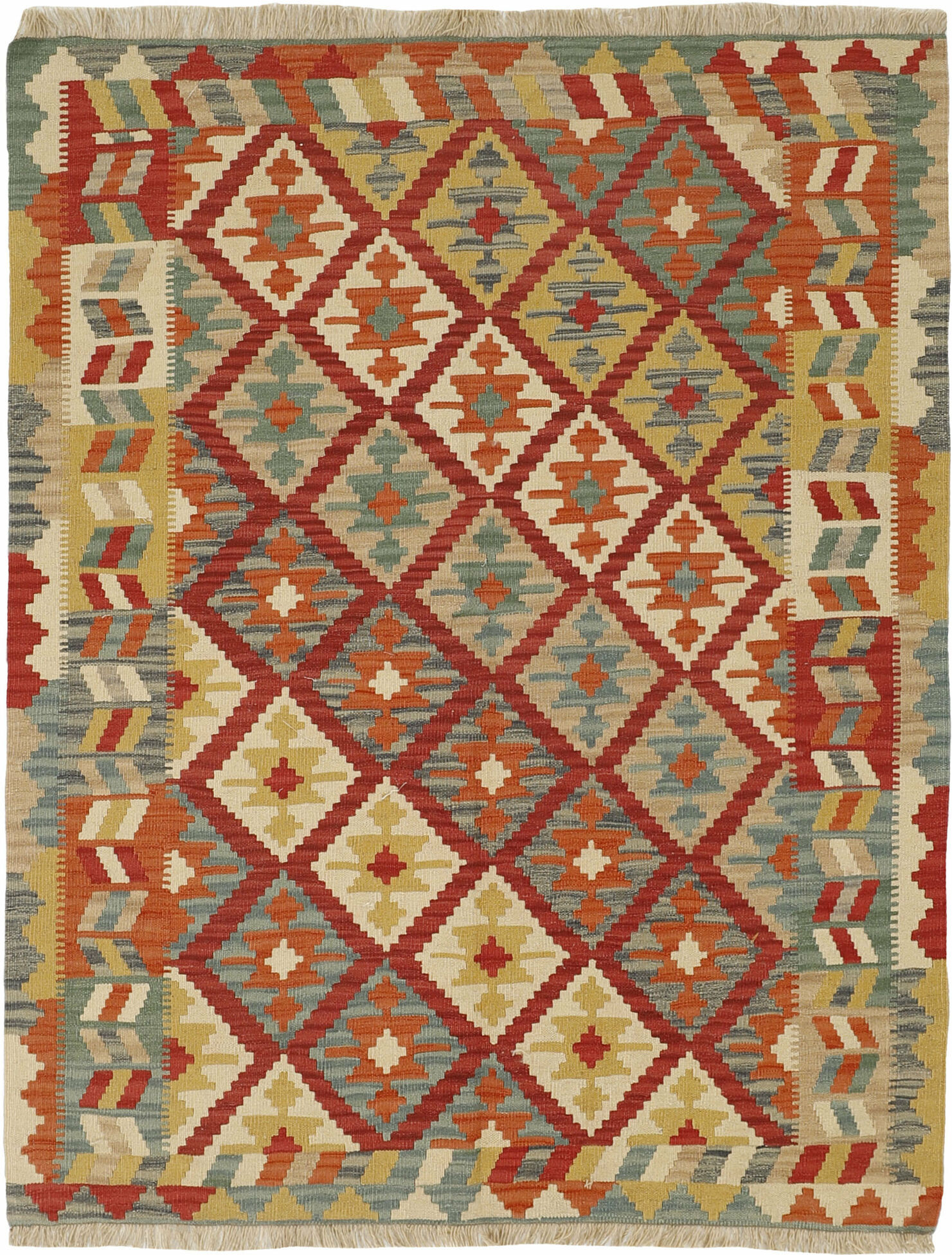 Annodato a mano. Provenienza: Persia Kilim Tappeto 159x206