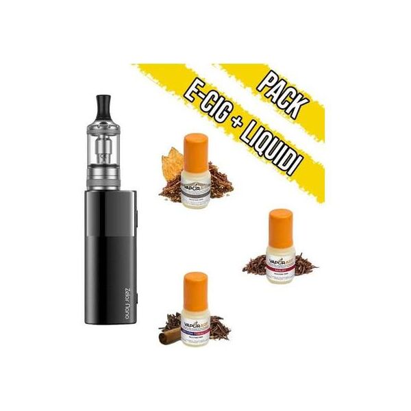 brand vari aspire zelos nano starter pack tabacco - e-cig + 3 liquidi pronti 10ml vaporart