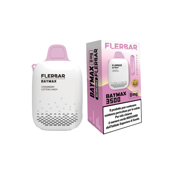 flerbar outlet - baymax strawberry cotton candy pod mod usa e getta - 3500 puffs