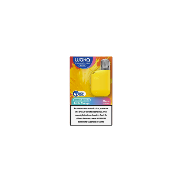 relx waka somatch mini kit ricaricabile 440mah (yellow) + pod precaricata triple mango