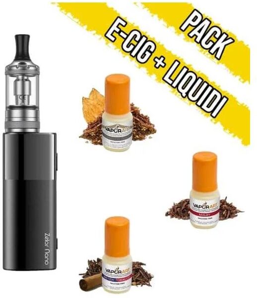 brand vari aspire zelos nano starter pack tabacco - e-cig + 3 liquidi pronti 10ml vaporart