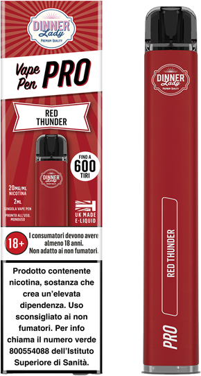 dinner lady red thunder vape pen pro usa e getta - 600 puff