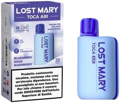 lost mary toca air starter kit (ice blue) elfbar + pod precaricata blueberry sour raspberry