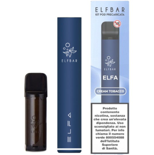 Elf Bar Elfa Ricaricabile Pod Mod Kit 500mah (Navy Blue) + Pod Precaricata Cream Tobacco