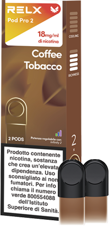 Relx Coffee Tobacco Pod Pro Cartucce Precaricate 1,9ml - 2 Pezzi